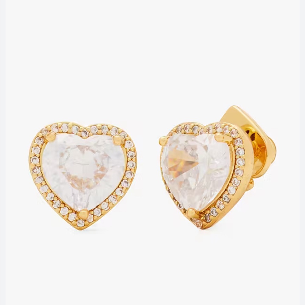 NWT kate spade My Love Pave Cubic Zirconia Heart Stud Earrings in box